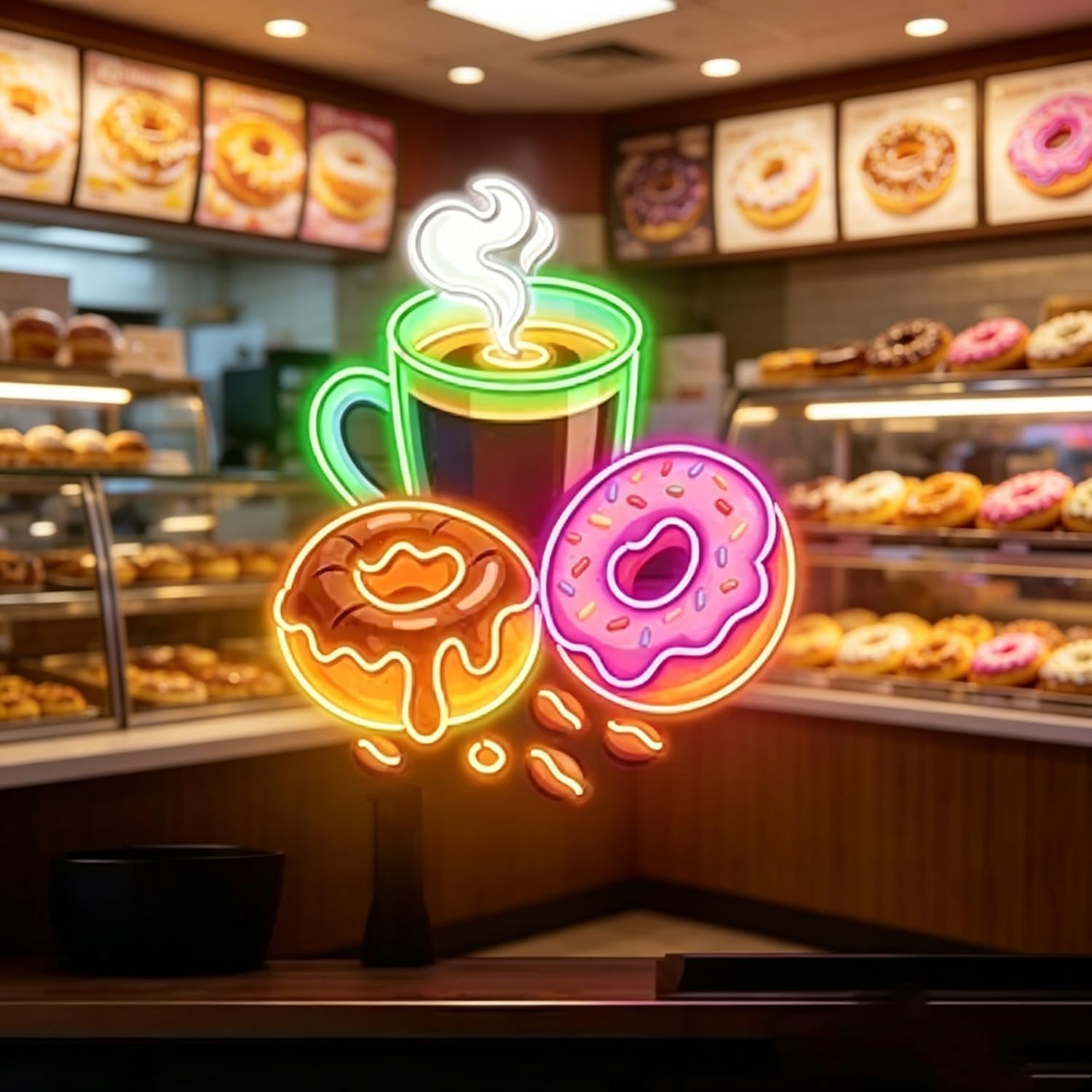 Commercial Kitchen Store - Donuts LED-Neonschild USB-betriebenes Neonlicht für Kaffeehaus,