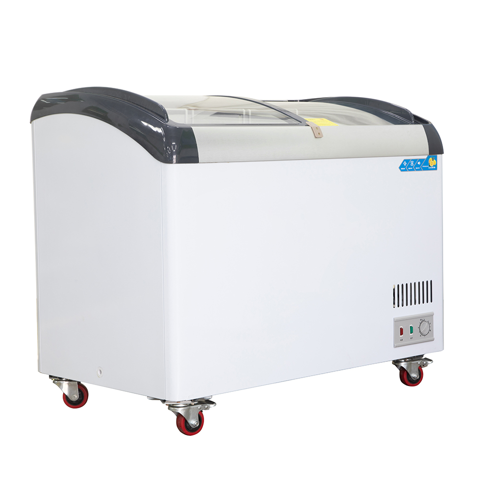 Commercial Chest Freezer - CE-Zertifizierte Gebogene Glas-Gefriertruhe mit Schiebetür Energiesparend
