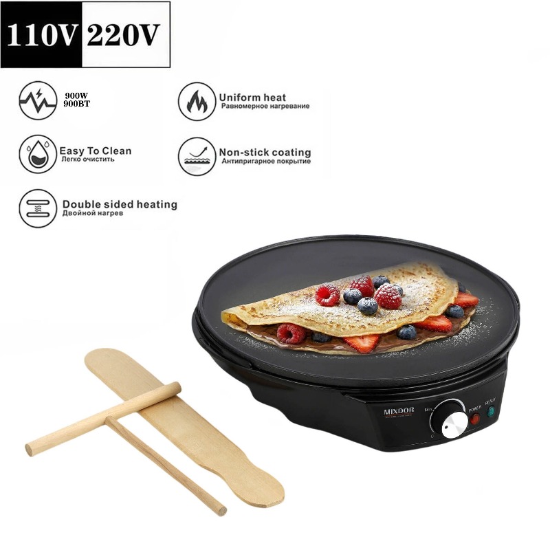 Crepe Maker Griddle - 110V Elektrische Crêpe-Pfanne Pfannkuchen-Grill Frühlingsrollen-Maker für