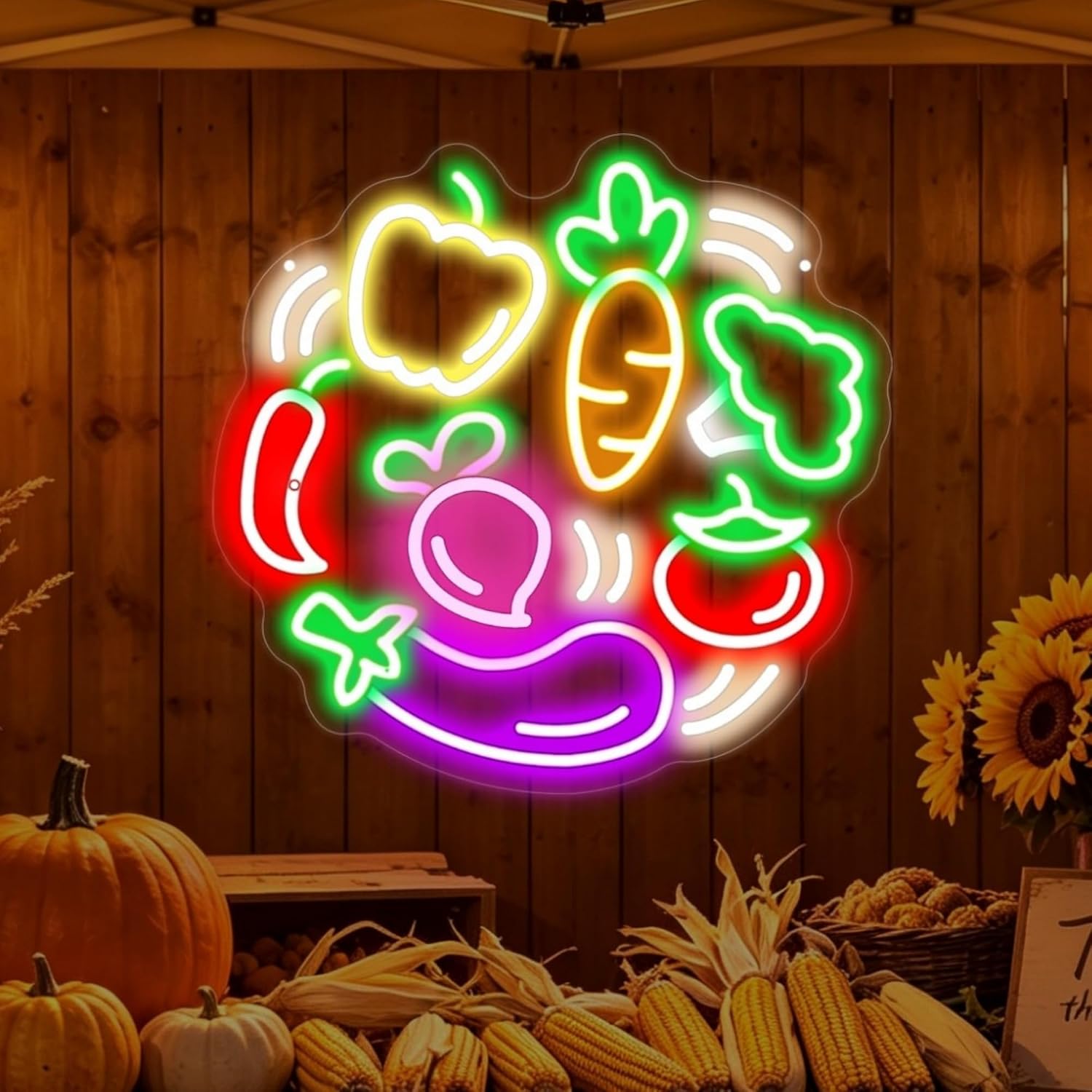 Commercial Kitchen Store - Gemüse LED-Neonschild USB-Neonlicht für Bauernmarkt, Gemüseladen,