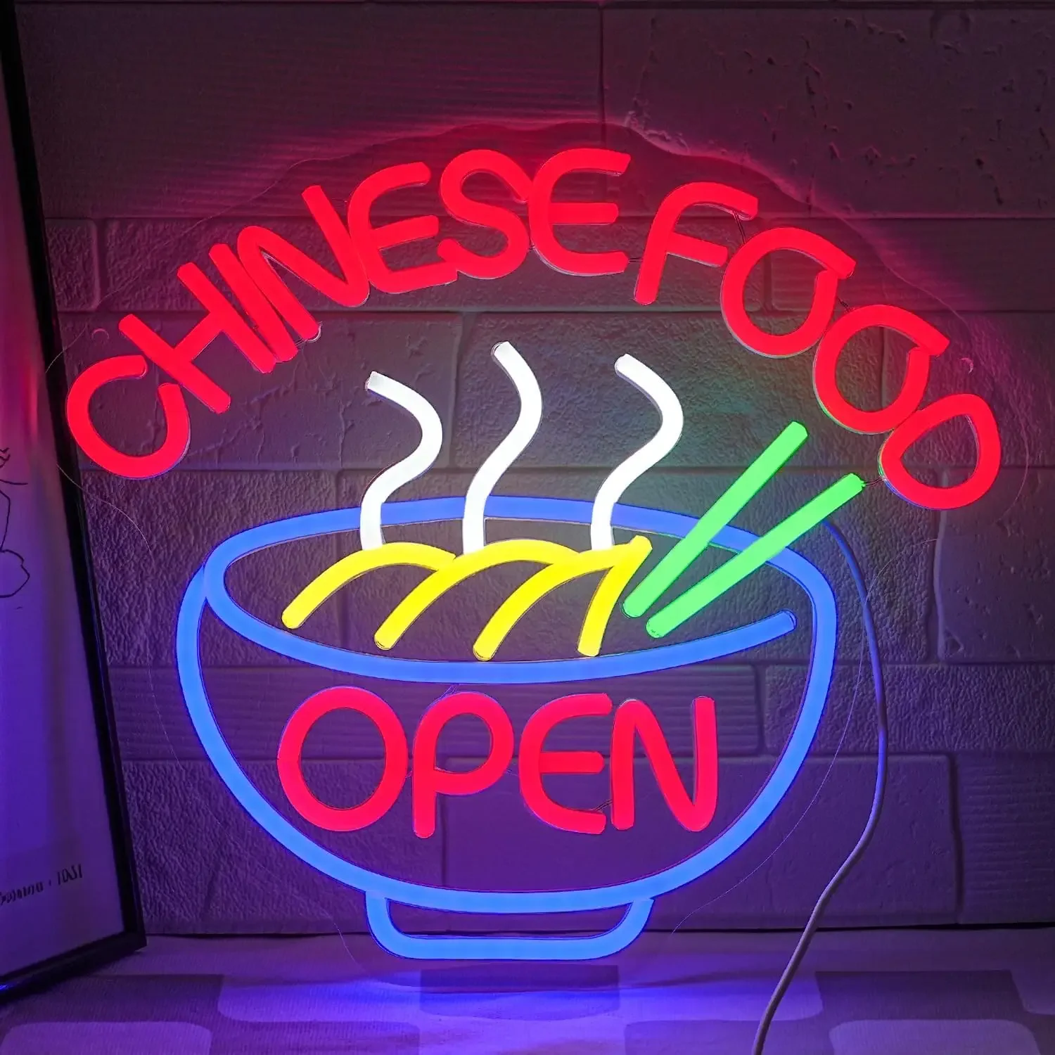 Commercial Kitchen Store - Chinesisches Essen Offenes Neonschild Ramen Dimmbares