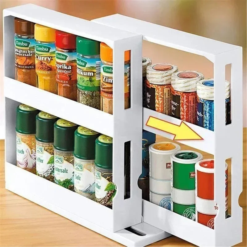 Commercial Kitchen Shelving - Multifunktions-Gewürzregal mit 2 Ebenen, drehbar, für
