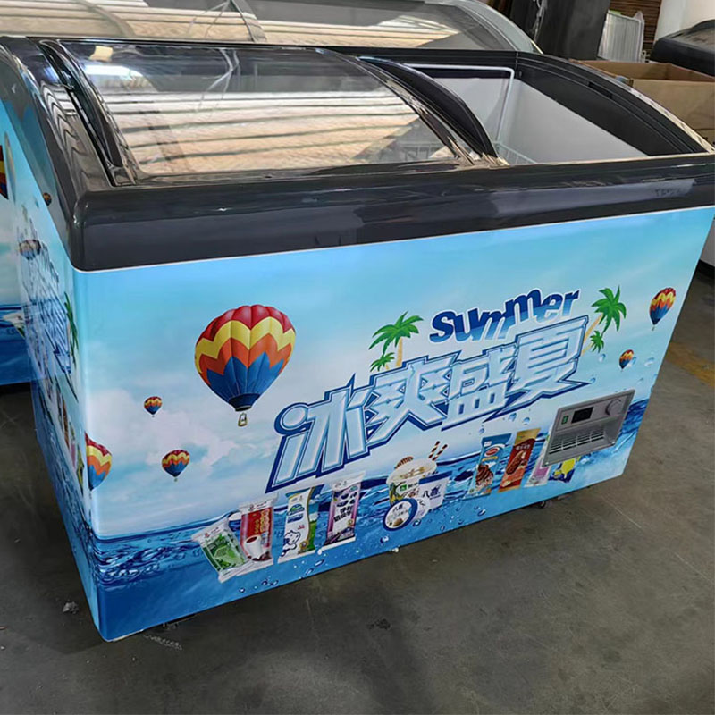 Commercial Chest Freezer - Kommerzieller Supermarkt, verschiebbare Präsentation, Eiscreme, gebogene