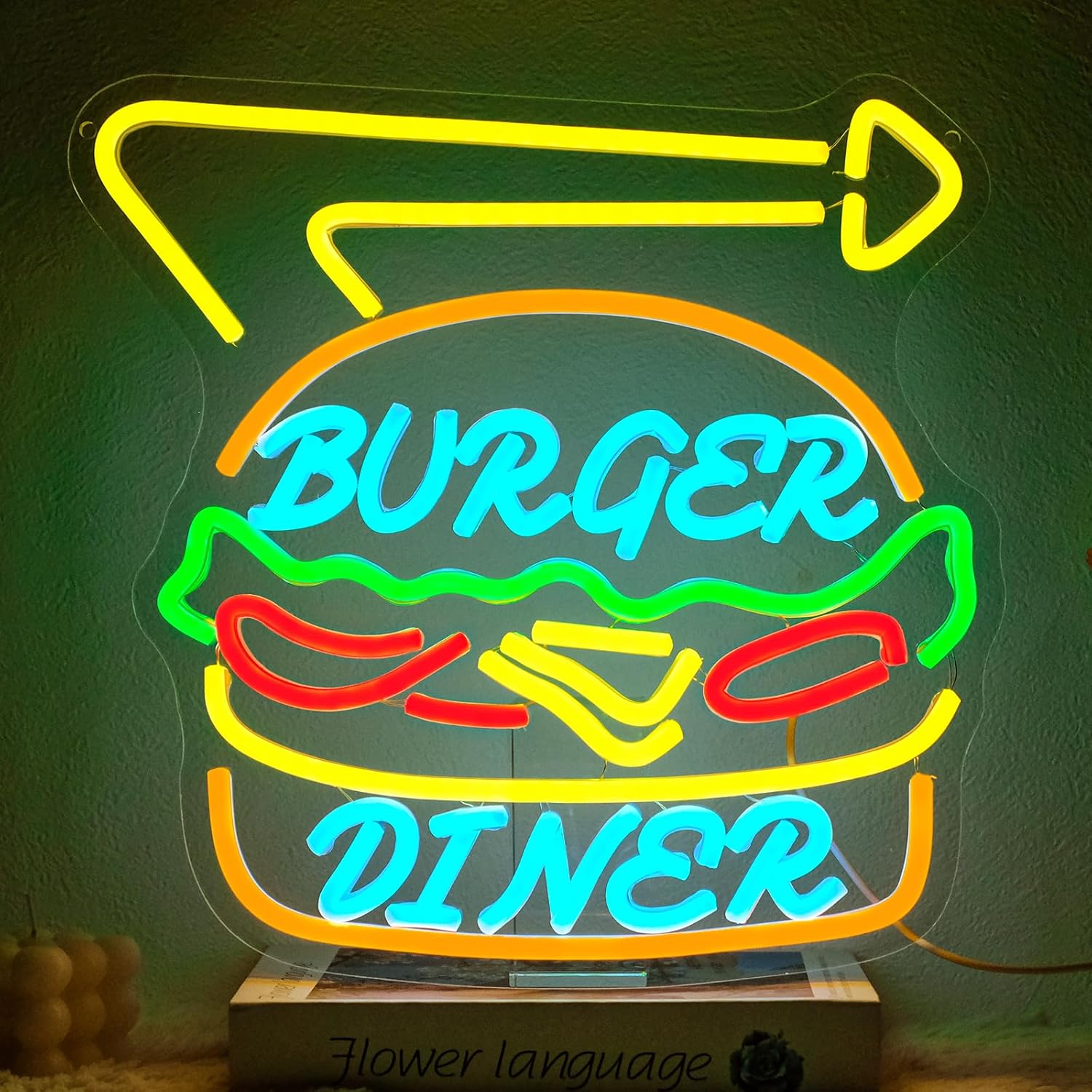 Commercial Kitchen Store - Burger Neonschild, Business-Kunst-Wandleuchte, USB-betriebenes LED-Licht für