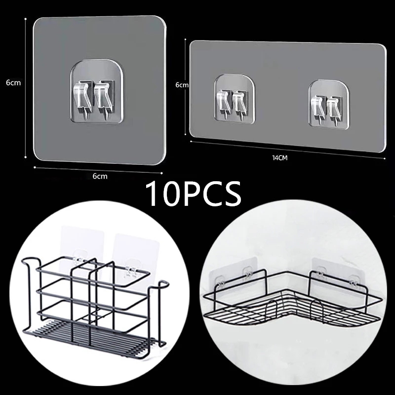 Commercial Kitchen Shed - 10PCS Transparent Hängen Regal Haken Wand
