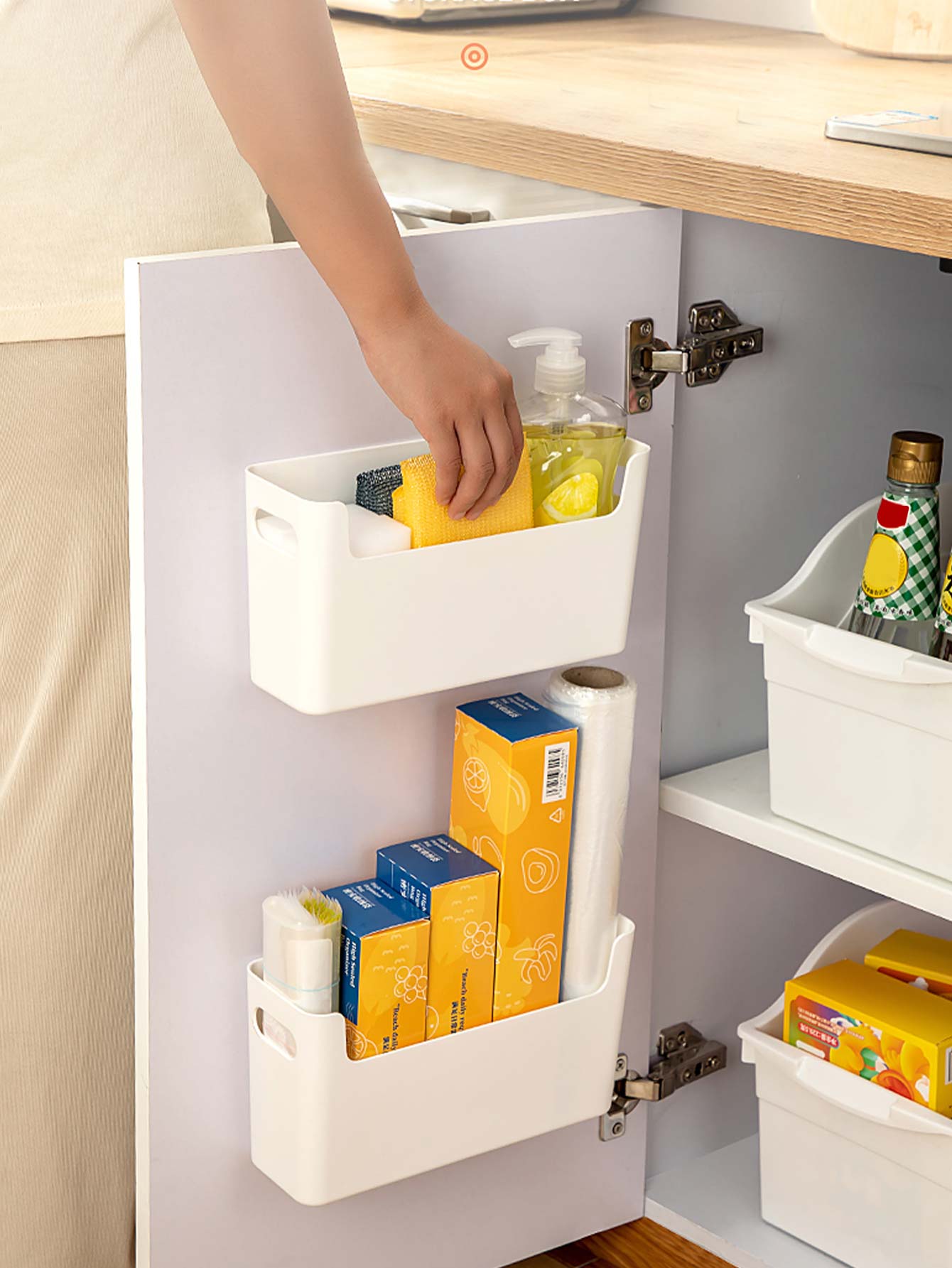 Commercial Kitchen Shed - Punch-Free Schranktür-Organizer aus Kunststoff, wandmontierte Aufbewahrungsbox,