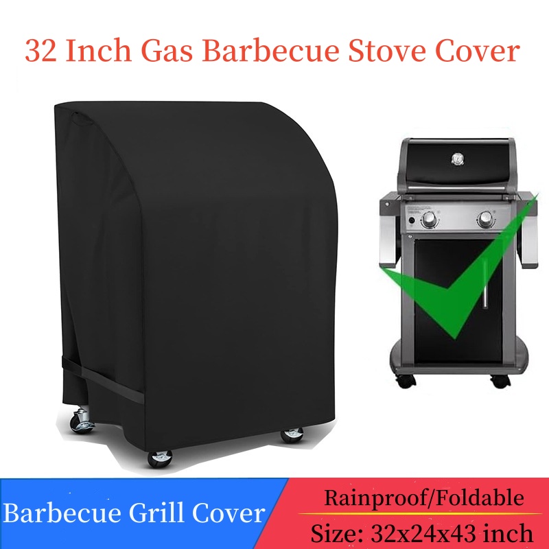 Commercial Kitchen Vent Hood - 32-Zoll-Gas-Grill-Herd-Abdeckung, Grillabdeckung, regensichere Outdoor-Ofenhaubenabdeckung, klappbarer Beistelltisch,