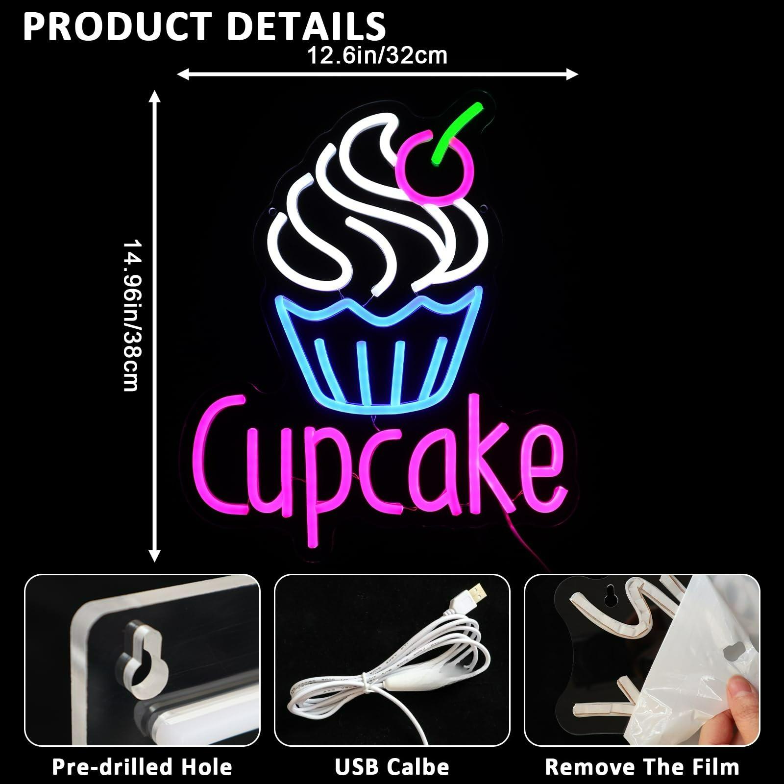 Cupcake-Leuchtreklame für Wand – Commercial Kitchen Store Bewertung und Preis